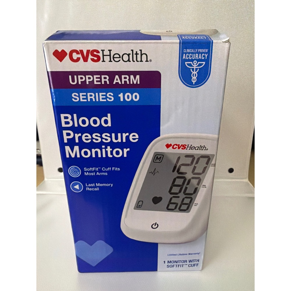 CVS Health Series 100 Upper Arm Blood Pressure Monitor Digital LCD SoftFit Cuff